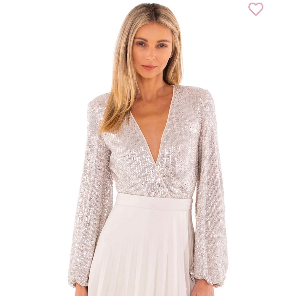 Bardot sequin, bodysuit size S. New